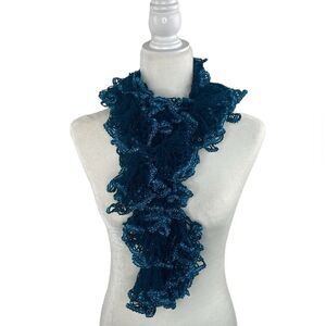 Scarf crochet sparkling blue